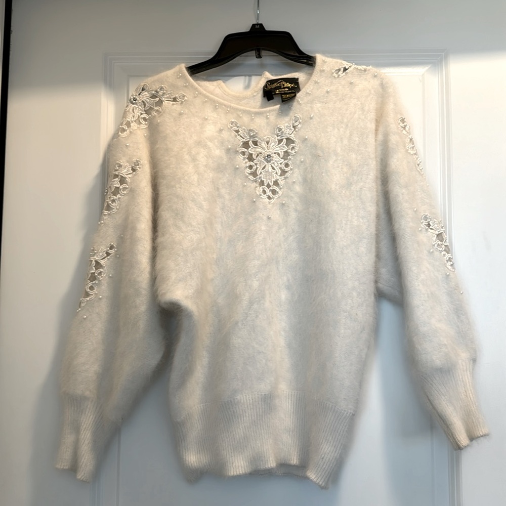 Christine Phillipé California white 90% angora sweater medium